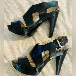 Michael by Michael Kors black leather platform heel. Size 9 1/2. Heel 5” New